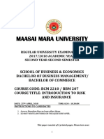 Maasai Mara University: Regular University Examinations 2017/2018 ACADEMIC YEAR Second Year Second Semester