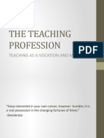 The Teaching Profession: Teaching As A Vocation and Mission