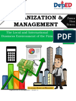 Organization & Management: The Local and International Business Environment of The Firm