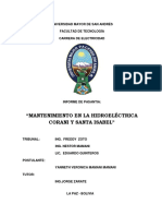 Mantenimiento en La Hidroelectrica Corani y Santa Isabel