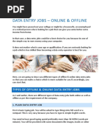 Types of Offline & Online Data Entry Jobs