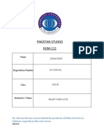 Pakistan Studies Assignment