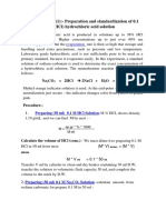 Experiment No. (1) :-Preparation and Standardization of 0.1 M (HCL) Hydrochloric Acid Solution