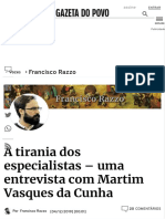 A Tirania Dos Especialistas - Uma Entrevista Com Martim Vasques Da Cunha