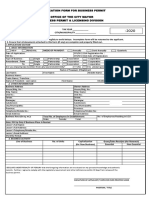 Application Form For Business Permit Office of The City Mayor Business Permit & Licensing Division