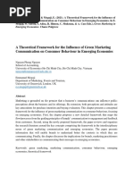 A Theoretical Framework For The Influence of Green Marketing Communication On Consumer Behaviour in Emerging Economies