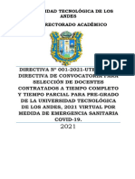 Directiva Nº01-2021-UTEA-VRAC (Directiva de Selección Docente Virtual 2021 - Ok