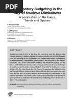 Participatory Budgeting in The City of Kwekwe (Zimbabwe) : A Perspective On The Issues, Trends and Options