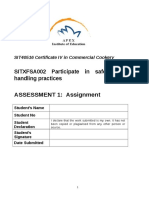 SITXFSA002 A01 Participate in Safe Food Handling Practices