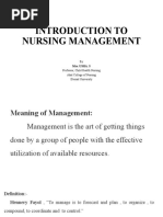 Introduction To Nursing Management