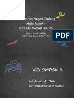 Kelompok 3 - Dasar-Dasar Sains - Nilai Dan Keterbatasan Sains