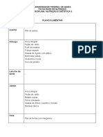 Formulários para Plano Alimentar