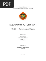 Laboratory Activity No. 1: Cpe 511 - Microprocessor System