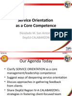 Service Orientation As A Core Competence: Diosdado M. San Antonio Deped-Calabarzon