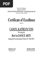 Certificate of Excellence: Canoy, Kathlyn Von