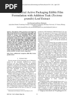 Antibacterial Active Packaging Edible Film Formulation With Addition Teak (Tectona