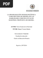 La Programación Neurolingüística Como Recurso de Mejora de Las Habilidades Comunicativas en Maestros: Propuesta de Mejora