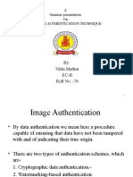 A Seminar Presentation On Image Authentication Technique: By: Nitin Mathur Ec-B Roll No. - 76