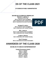 Awardees of The Class 2021: Bachelor of Science in Public Administration