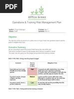 Operations & Training Risk Management Plan: Objective