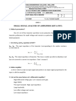 Small Signal Analysis of Amplifiers (BJT & Fet) : Narayana Engineering College:: Nellore