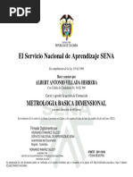 Certificado Curso Metrologia Sena