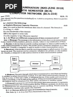 Examination (May-June: 2018) Computer Network (Bca-210