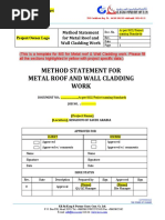 Method Statement For Metal Roof and Wall Cladding Work