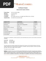 Aking Osmetics: Certificate of Analysis