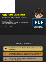 Lesson 6 - Liabilities - Substantive Tests of Details of Balances