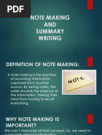 Summary and Note Making