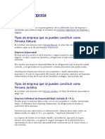 Tipos de Empresa Que Se Pueden Constituir Como Persona Natural