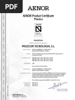 AENOR Product Certificate: Plastics