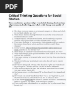 Critical Thinking Questions 