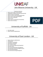 Unicaf - List of Available Courses