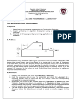 Computer Fundamentals and Programming 2 Laboratory Laboratory No. 2.1 Title: Microsoft Excel Programming I. Objective