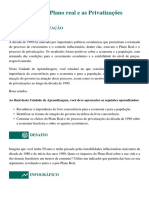 Conteúdo Plano Real e As Privatizações