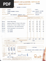 Masters Marksheet