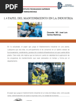 1.4 Papel Del Mantenimiento en La Industria