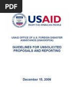 Guidelines For Unsolicited Proposals and Reporting: Usaid Office of U.S. Foreign Disaster Assistance (Usaid/Ofda)