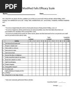 The Modified Falls Efficacy Scale: Name Date