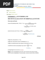 Synthesis and Recrystallization of Dibenzalacetone: Experiment - 4