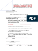 Affidavit of Admission (If Simulation Is Done by 3rd Person)