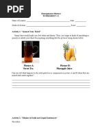 Activity Sheets For Homogeneous and Heterogenous Mixture