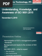 Understanding, Knowledge, and Awareness of ISO 9001:2015: November 4, 2019