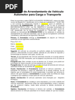 Contrato de Arrendamiento de Vehiculo