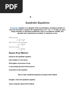 Quadratic Equations: Square Root Method