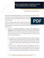 Iniciativa de Reforma Constitucional en Materia de Electricidad