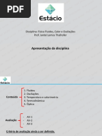 Conteúdo 1. Fluidos - Aula 1, 2 e 3