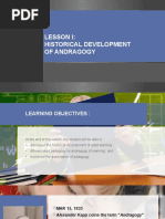 Lesson I: Historical Development of Andragogy